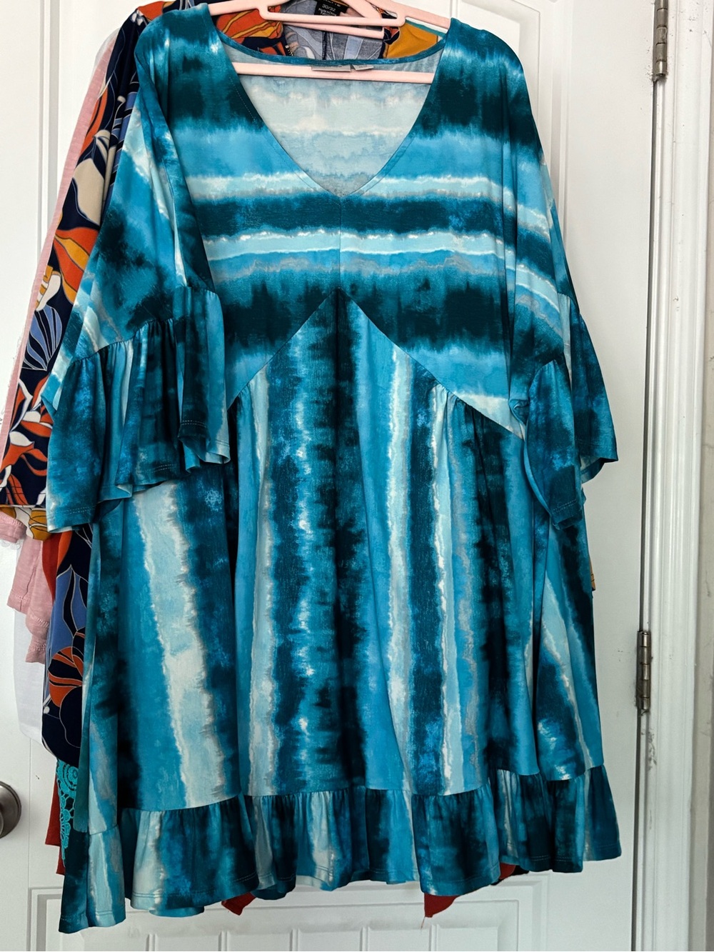 Avenue Light Blue Tie-Dye Top